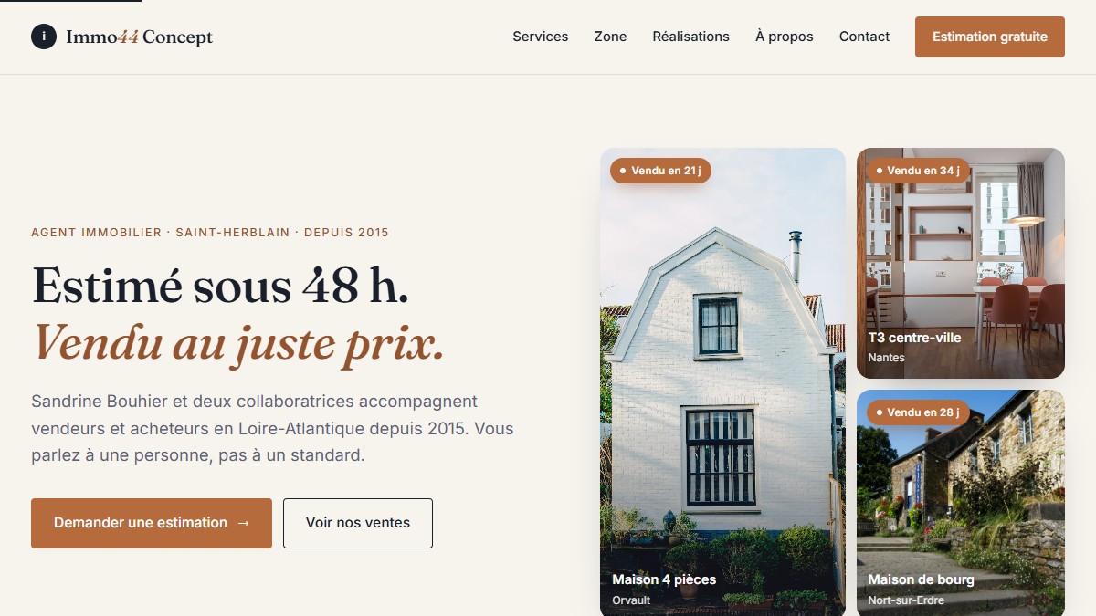 Accueil du site Immo44 Concept — estimation sous 48 h et biens vendus