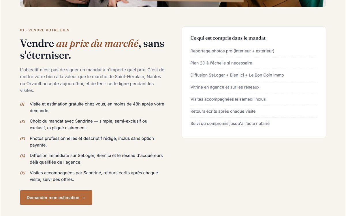 Page services Vendre/Acheter/Estimer du site Immo44 Concept